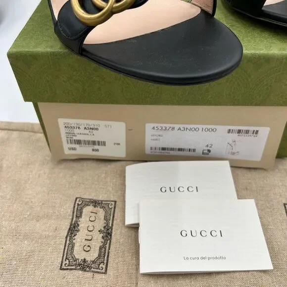 Women's Gucci GG Marmont, Block , heel strap sandals,105 cm size 42made Italy